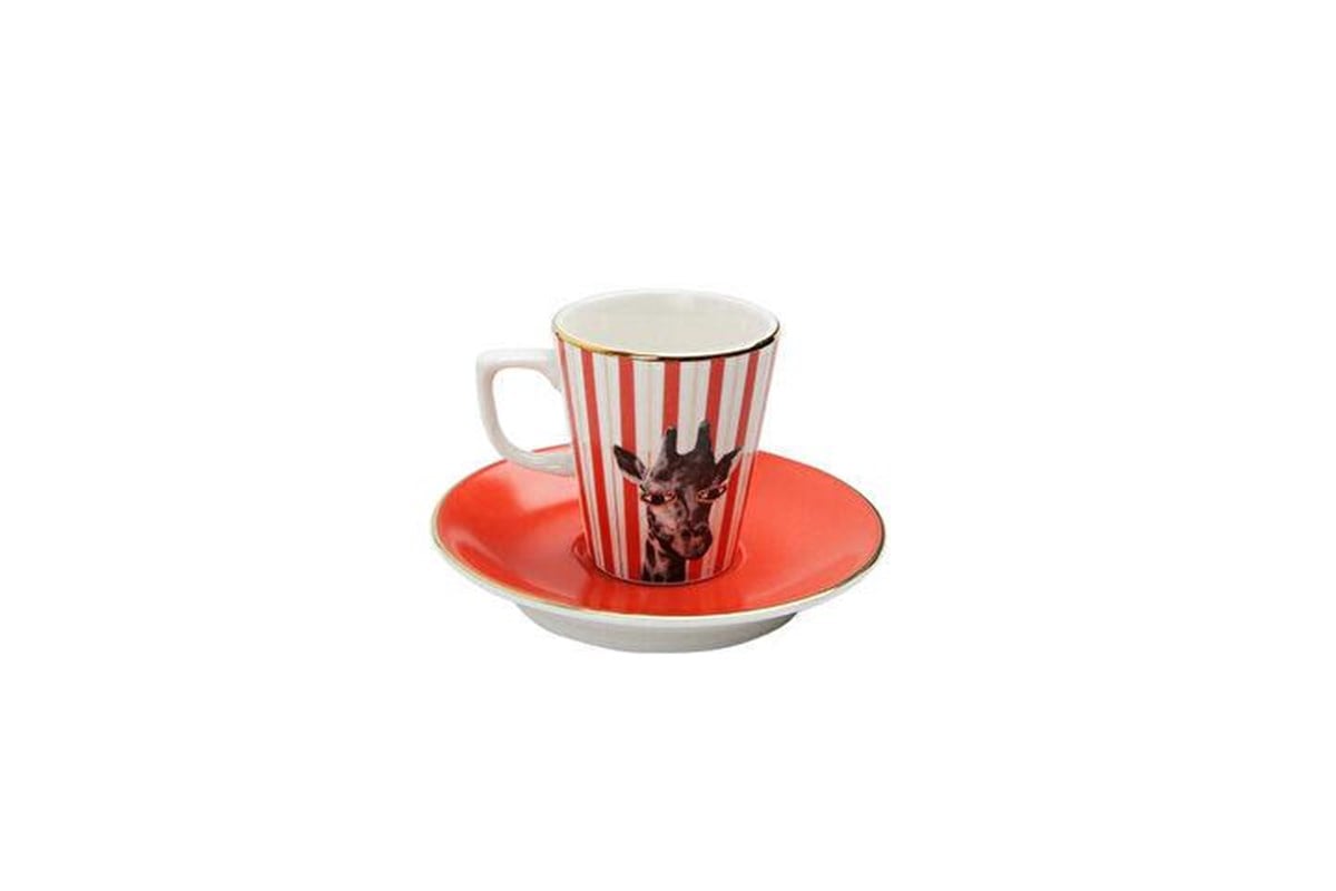 Porland Wild Life Giraffe Tabaklı Kahve Fincanı 75cc 04ALM005281