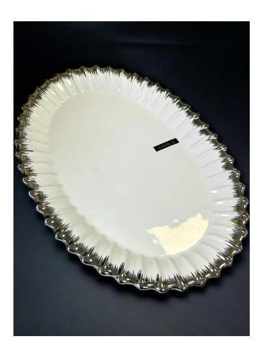 Royking Line Silver Oval Sunum Tabak 39*27 Cm GBS 011