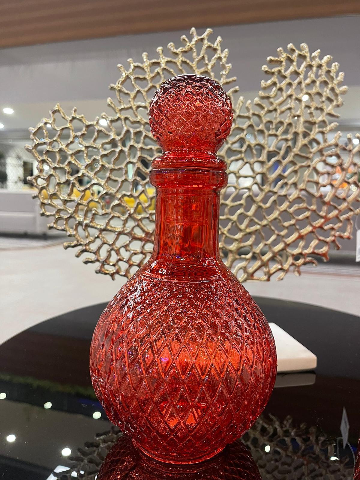 Selim Fusion Yuvarlak Dekoratif Şişe Kırmızı 230KRZ14CM