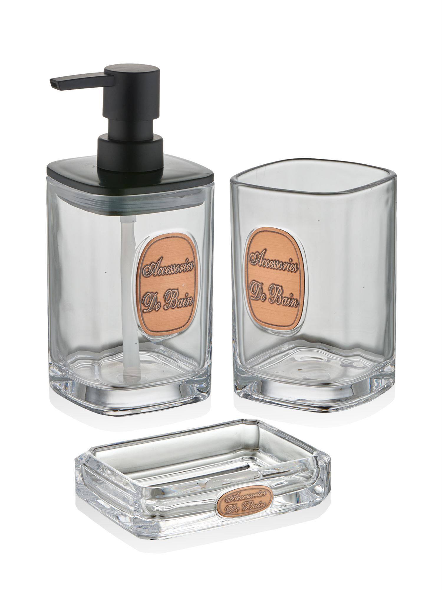 The Mia Globe Banyo Seti 3 Parça Şeffaf 330 ml BNY0030