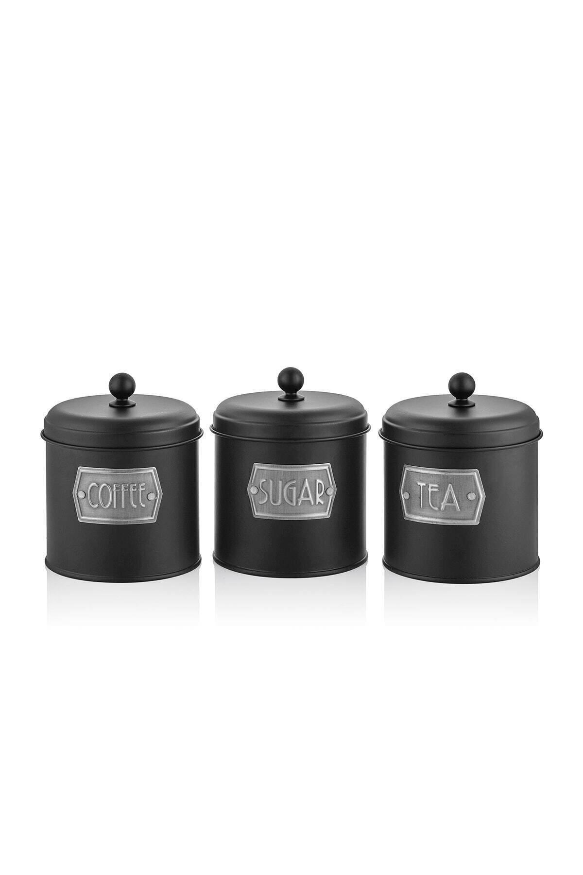 The Mia Siyah Çay Şeker Kahve Kavanozu GLV0499