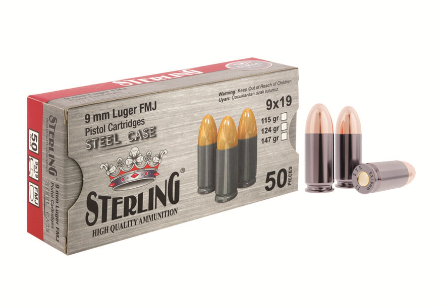 9X19MM LUGER STERLİNG FMJ-115GRN ÇELİK KOVAN.FİŞ.