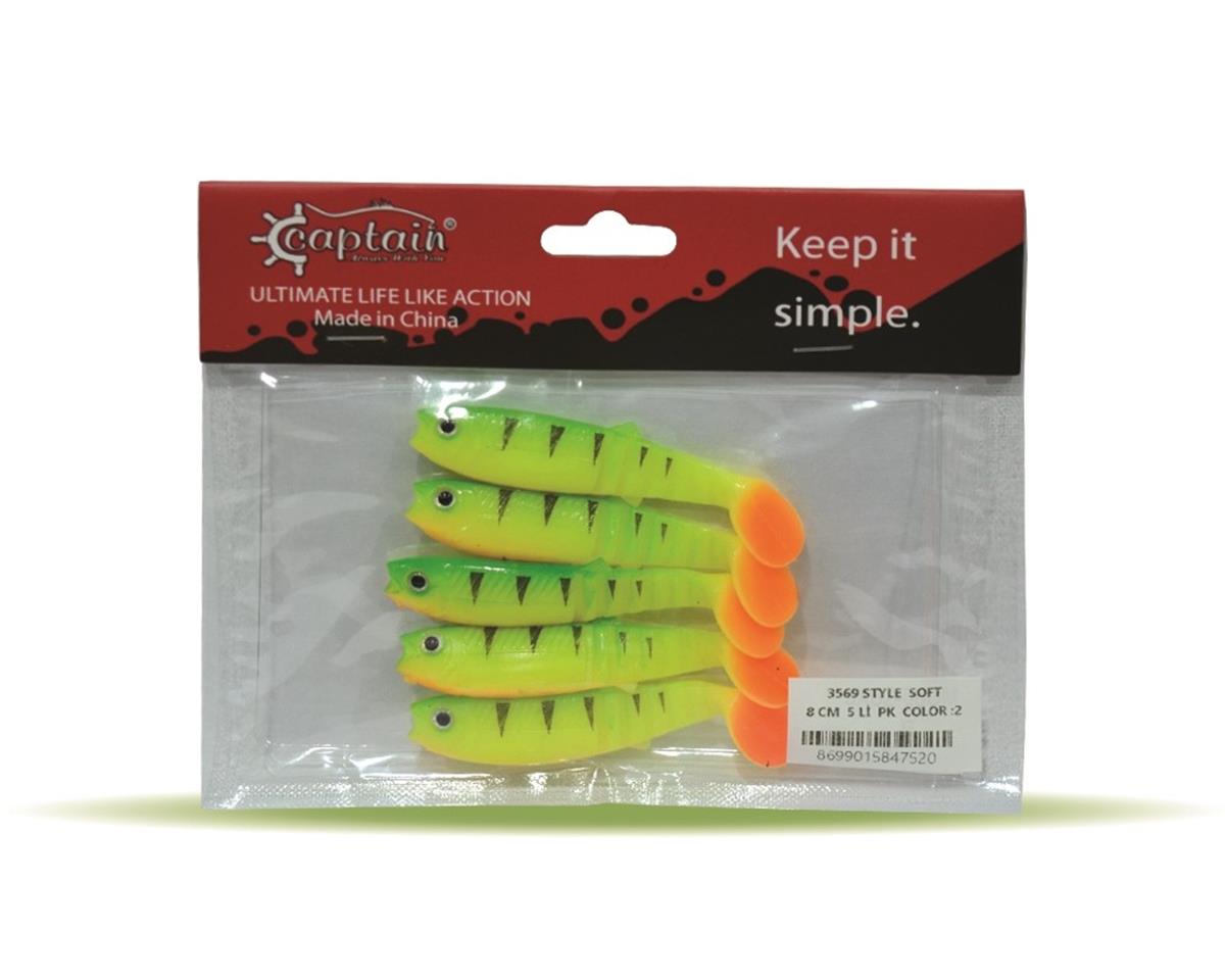 Captain 3569 Style Soft 8cm Levrek Silikonu 5'li Paket No:2