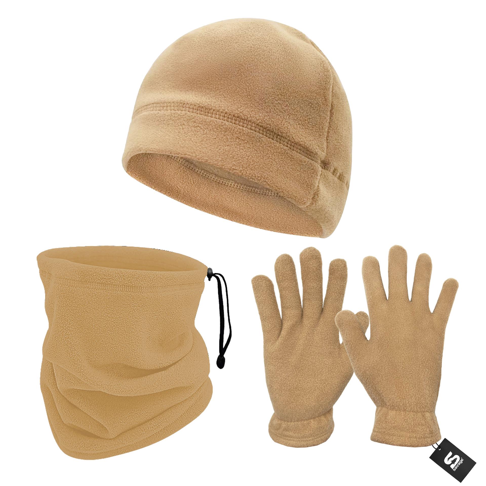 3'lü Kışlık Set Polar Bere, Eldiven, Boyunluk - Warm - Kum