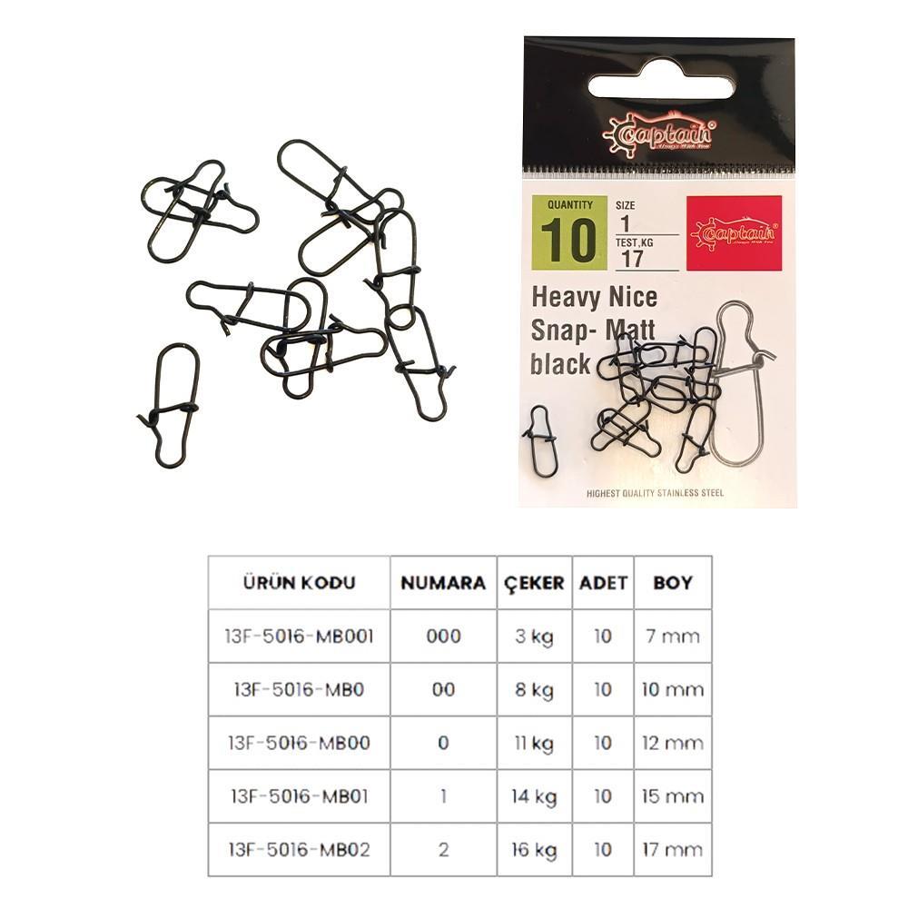 5016 Sahte Balık Klipsi Snap İnox 10'lu Paket Mat Black No:0