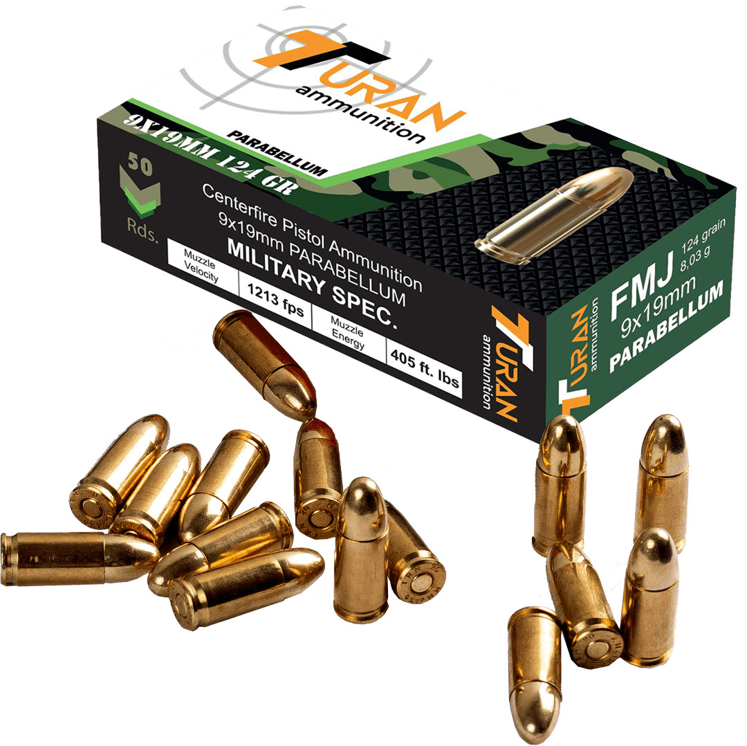 9X19 MM TURAN (FMJ  124 GRN) TABANCA FİŞEĞİ