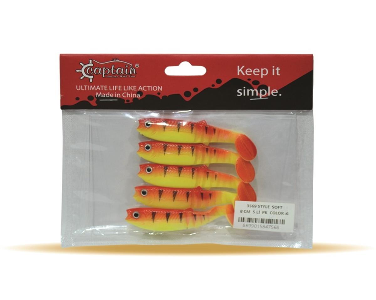 Captain 3569 Style Soft 8cm Levrek Silikonu 5'li Paket No:6