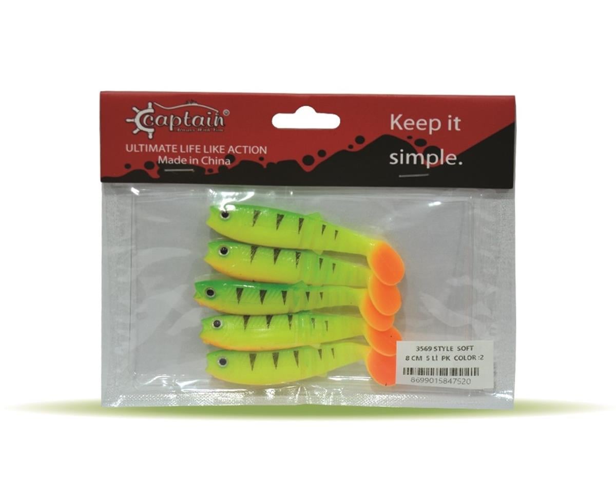 Captain 3569 Style Soft 8cm Levrek Silikonu 5'li Paket No:2