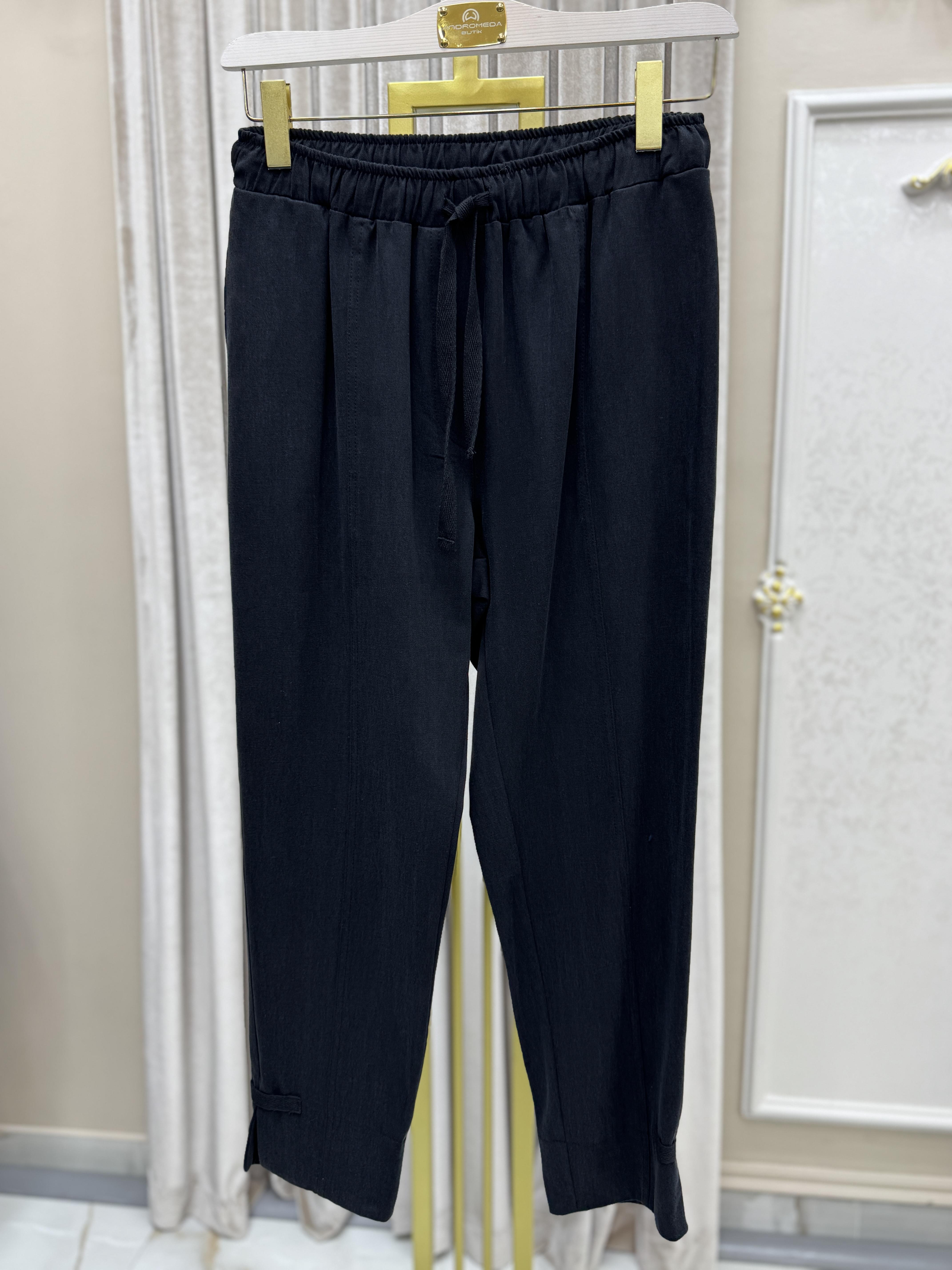 TAŞLANMIŞ KETEN FÜME PANTOLON