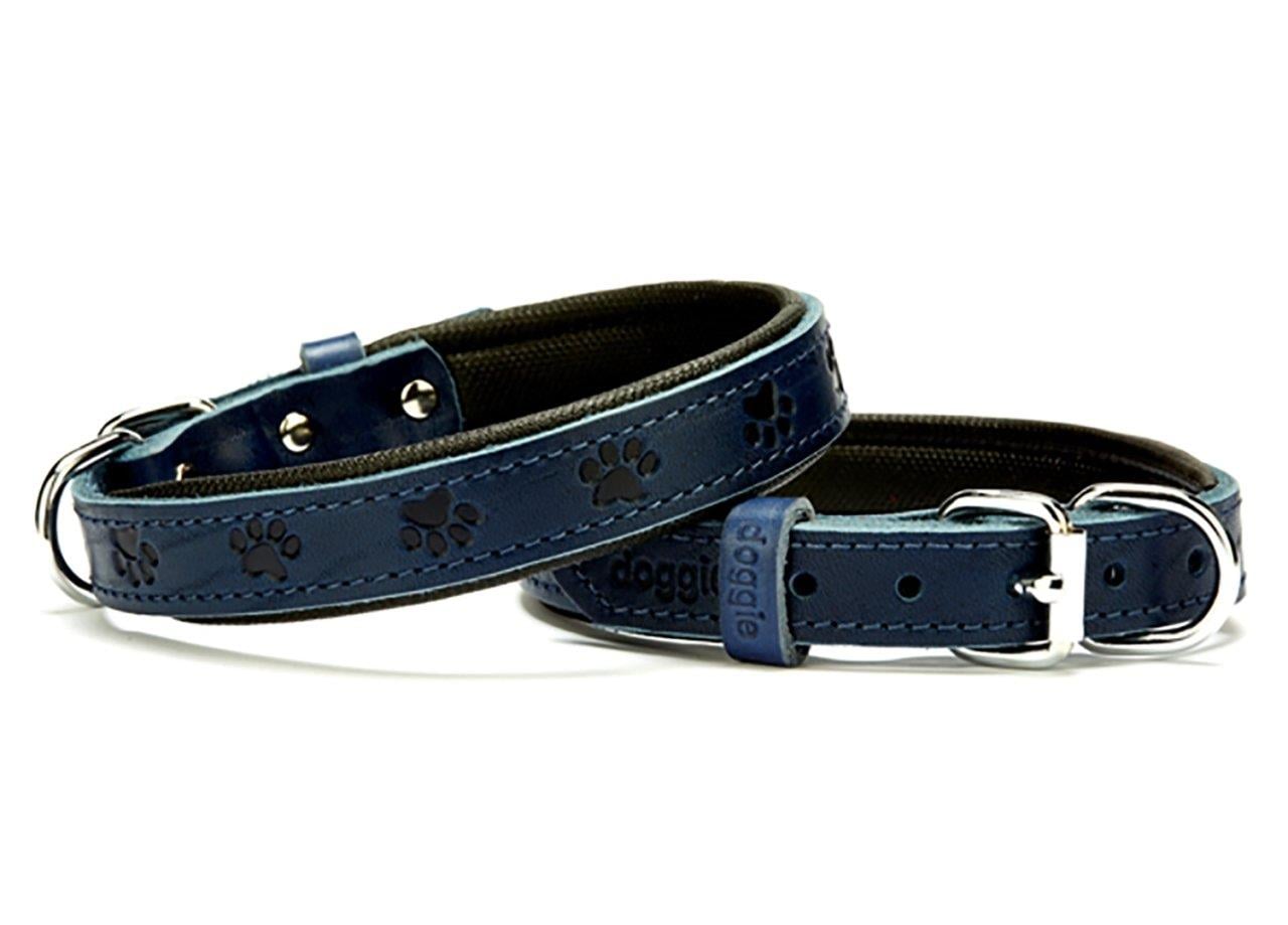 Doggie Konfor Deri Pati Desenli Boyun Tasması 2X30-35Cm Mavi