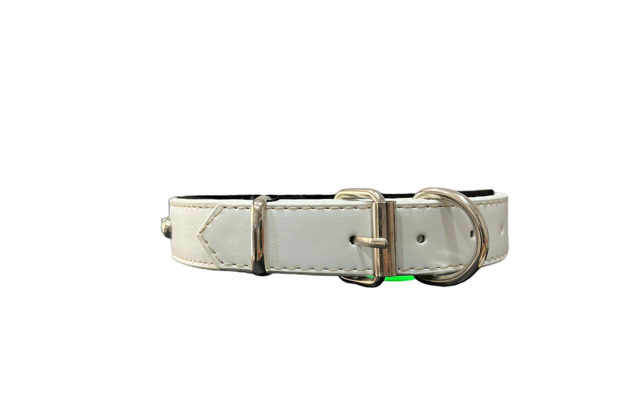 Glipet  Rivetli ve Kuru Kafalı Yumuşak Doku Köpek Boyun Tasması Beyaz 2.5x50 Cm