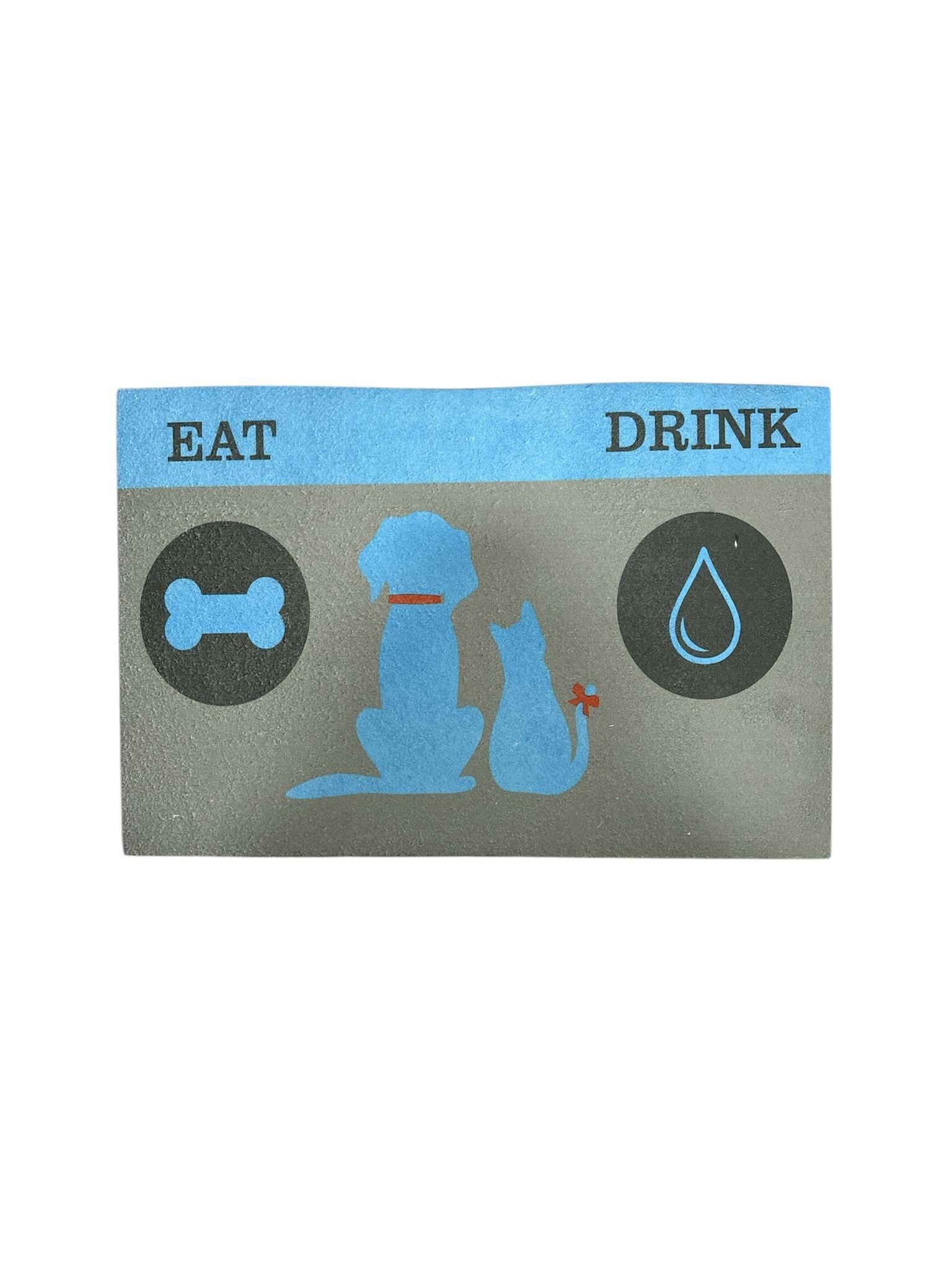 Glipet Amerikan Servis Mama Ve Su Kabı Paspası 60x45- Mavi Eat Drink