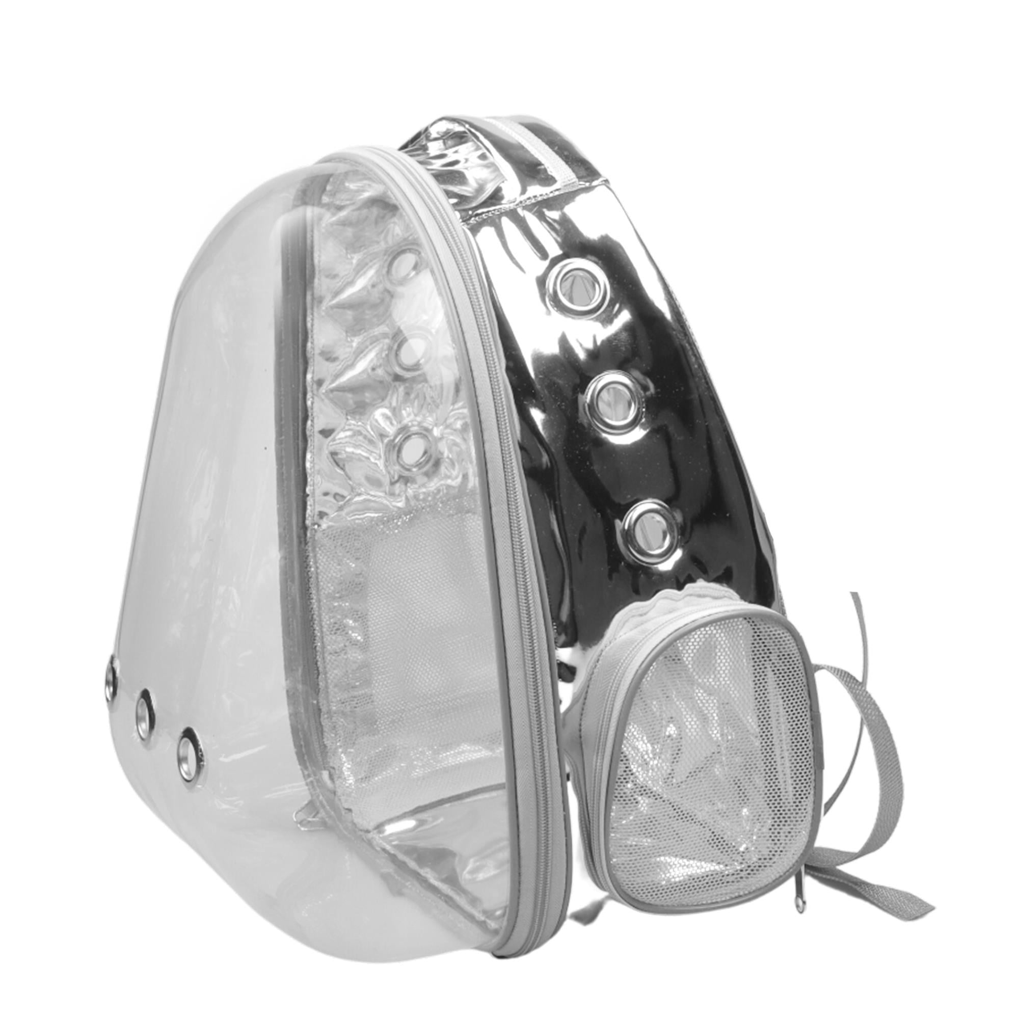 Glipet Aynalı Şeffaf Astronot Kedi Köpek Taşıma Çantası 42x22x33 Cm Gümüş-Gri