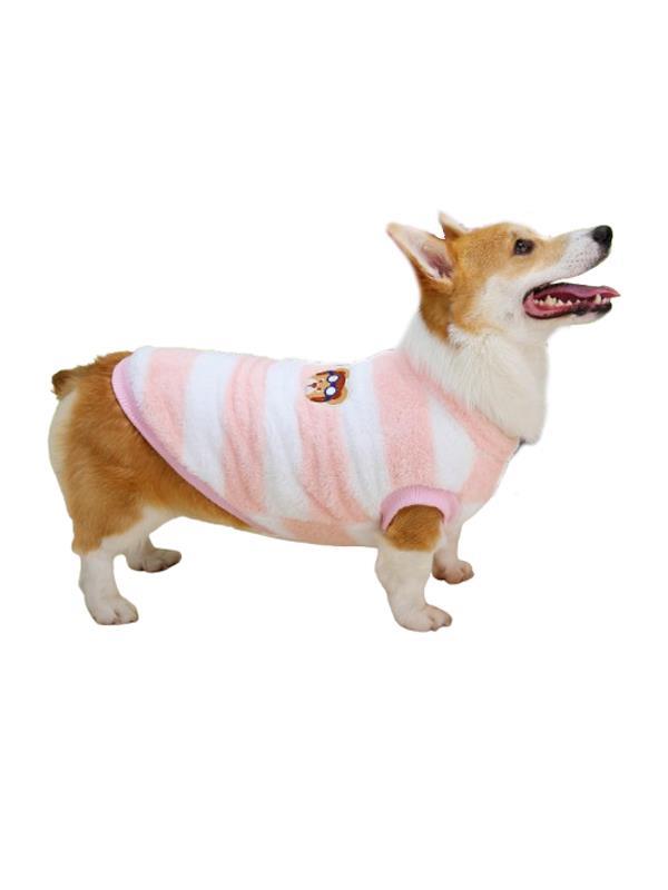 Glipet Çizgili Köpek Kazağı Pembe Beyaz 2XL