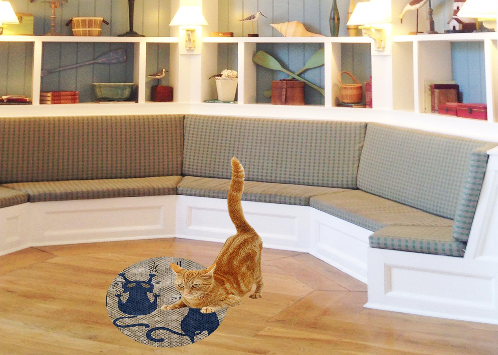 Glipet Desenli Çift Taraflı Kedi Tırmalama Paspası  Yuvarlak Twoblue 36*36 cm