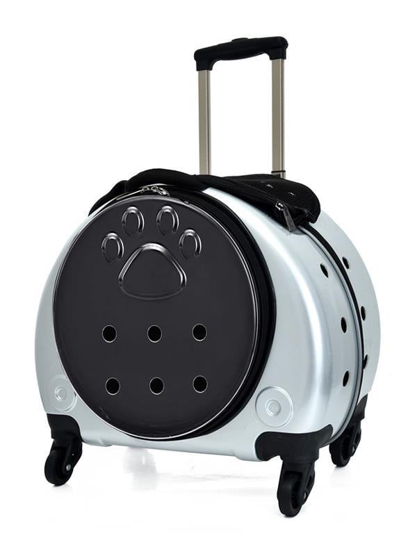 Glipet Disc Çekçekli Kedi Köpek Taşıma Valizi 43x25x40 Cm Gri