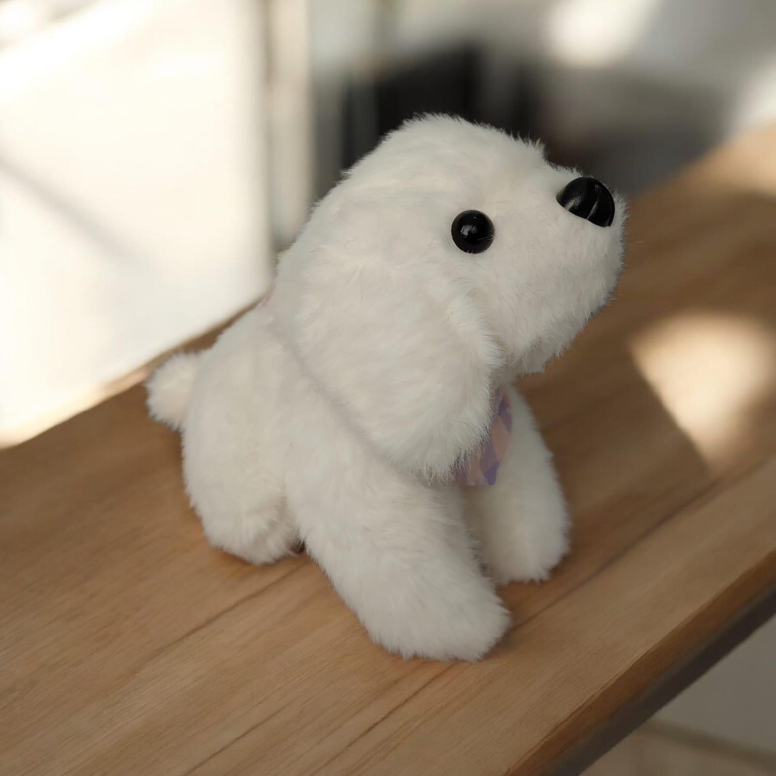 Glipet Fularlı Köpek Peluş Köpek Oyuncağı  14x12x8 Cm Beyaz