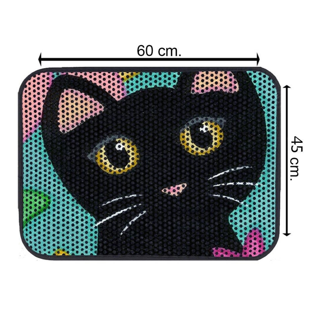 Glipet Kedi Tuvalet Önü Elekli Paspas Bıyıklı Black 60X45 Cm