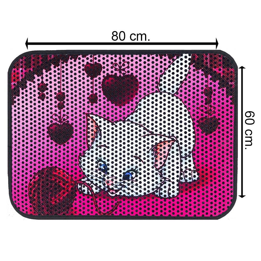 Glipet Kedi Tuvalet Önü Elekli Paspas Pembe Kedi 80x60 Cm