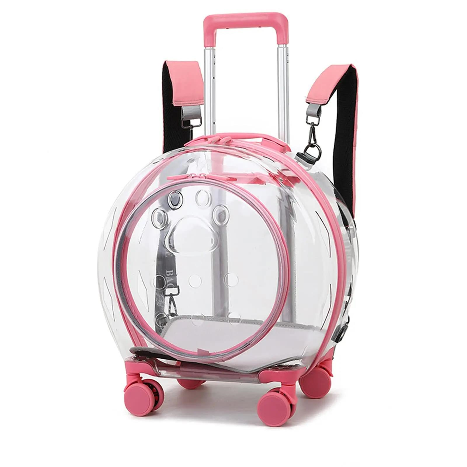 Glipet Klass Şeffaf Çekçekli Kedi Köpek Taşıma Sırt Çantası 48x23x29 Cm Pembe