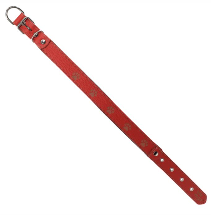 Glipet Pati Desenli Bordo Renkli Deri Yumuşak dokulu Köpek boyun Tasması 3x60 Cm