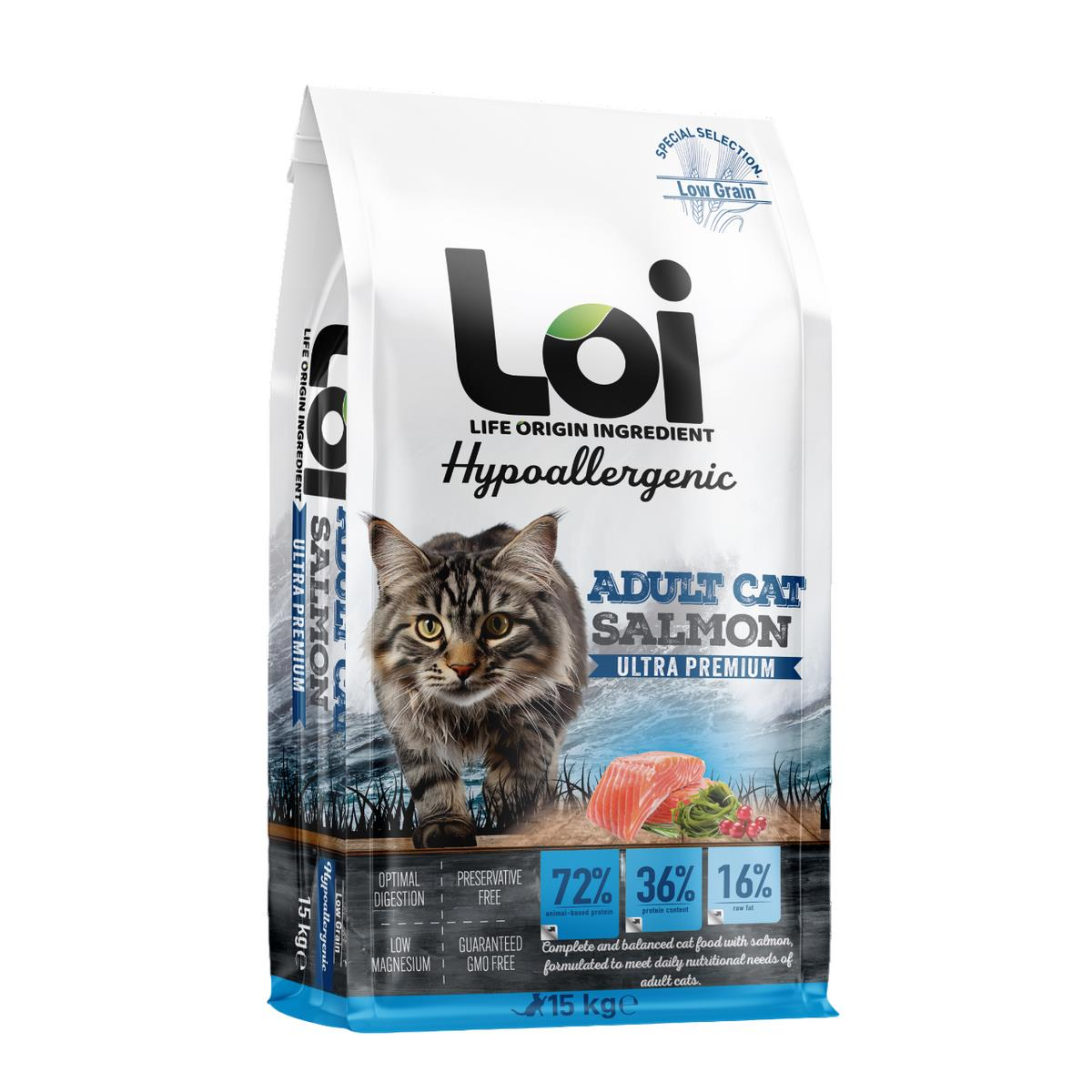 Loi Hipoalerjenik Yetişkin Kedi Maması Somonlu 15 Kg
