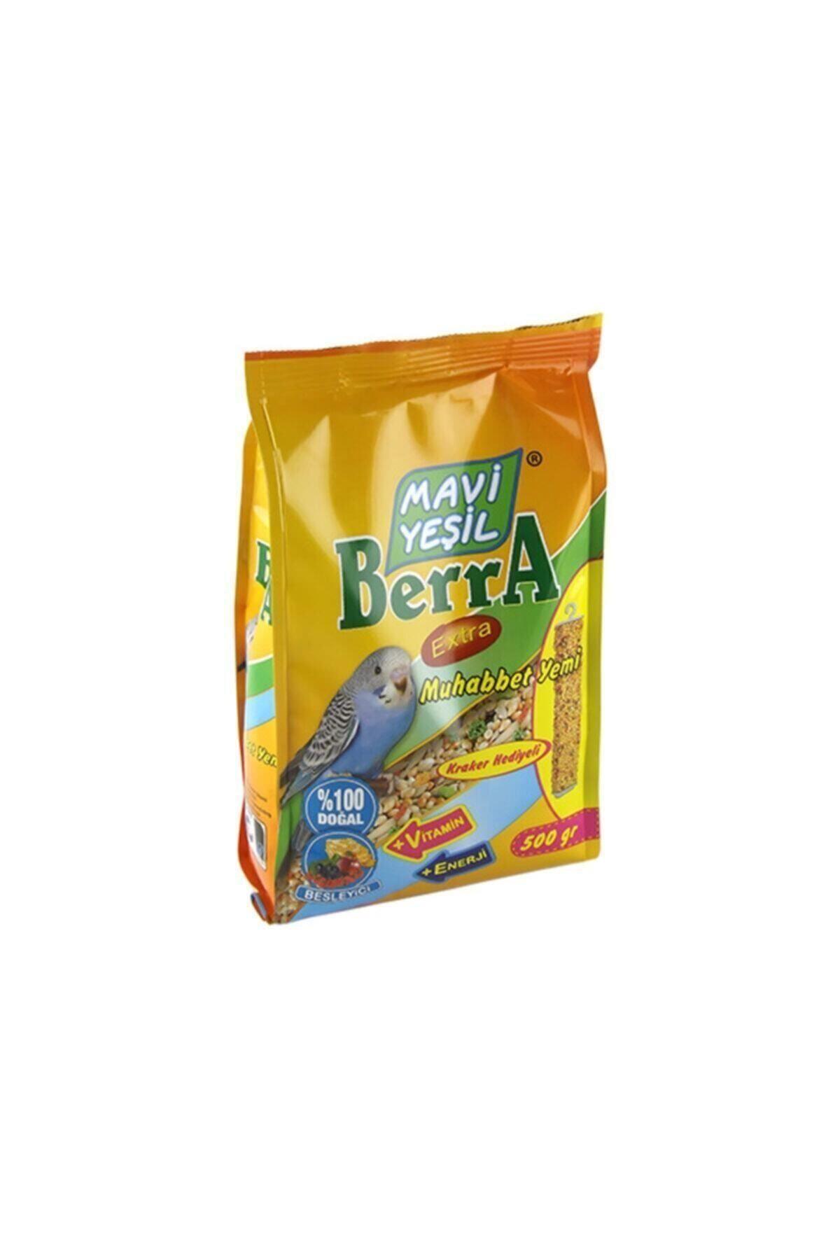 Mavi Yeşil Berra Muhabbet Kuşu Yemi Kraker Hediyeli