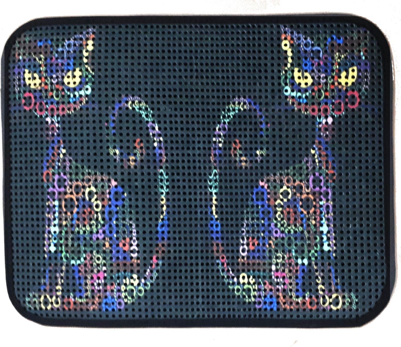 Miapet Elekli Desenli Kedi Tuvalet Önü Paspası 60 x 45 cm Yan Kediler