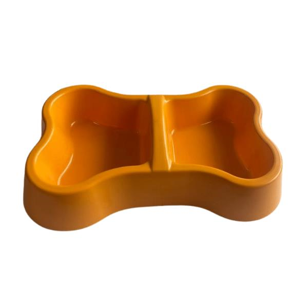Miapet Plastik Kemik Kedi Köpek Mama ve Su Kabı 400x2 ml Turuncu