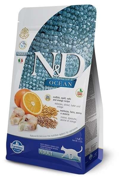 N&D Ocean Düşük Tahıllı Morina Balığı Portakal Kedi Maması 1,5 Kg