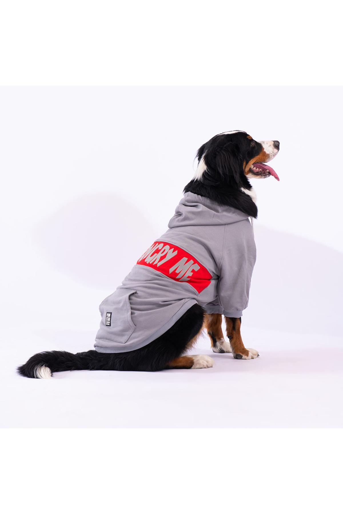 Pawstar  Gri Angry Dog Orta ve Büyük Irk İçin Köpek Ceketi Köpek Sweati Köpek Elbisesi Köpek Kıyafeti - 3XL