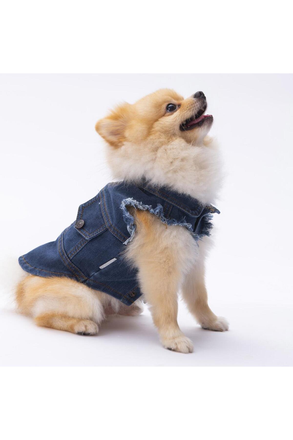 Pawstar Koyu Mavi Denim Yelek Kot Yelek Köpek Kıyafeti Köpek Yeleği XL