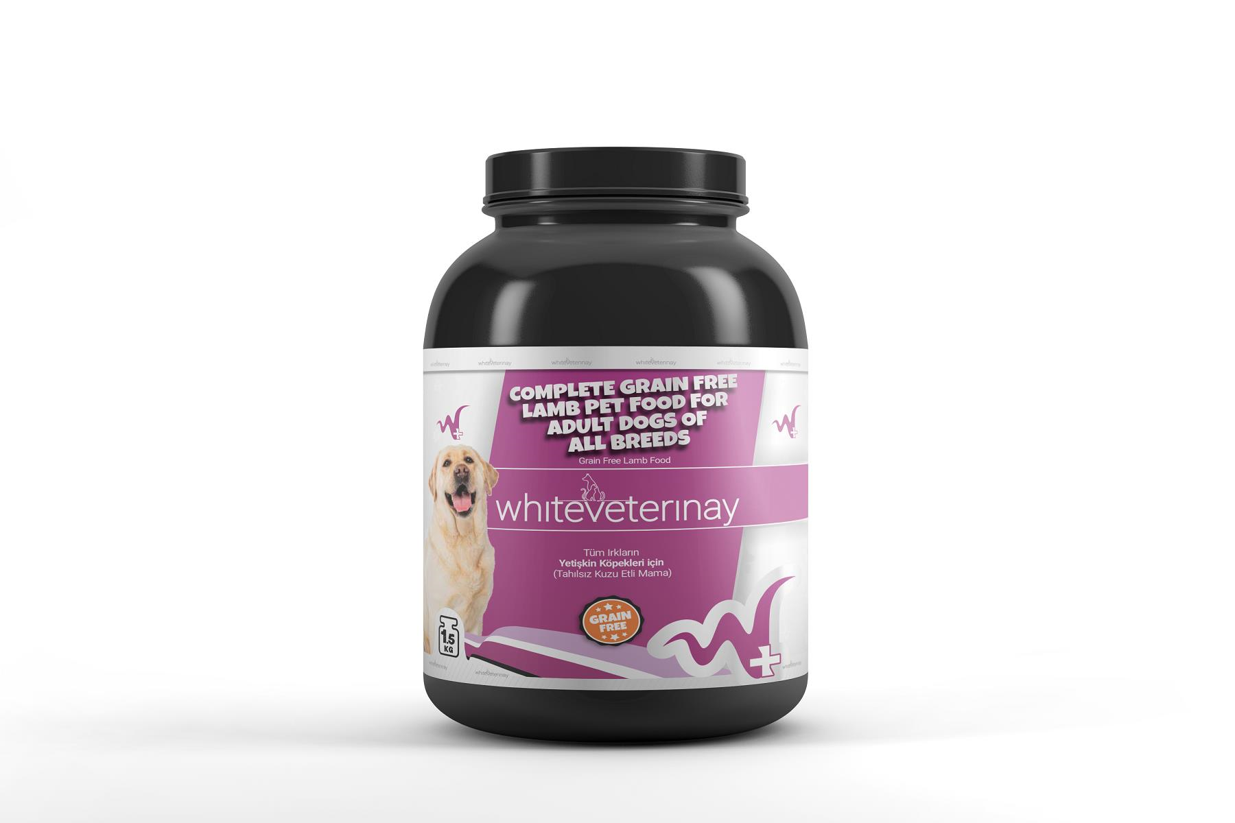 WhiteVeterinay Tahılsız Yetişkin Köpekler İçin Kuzu Etli  Köpek Maması 1.5 kg