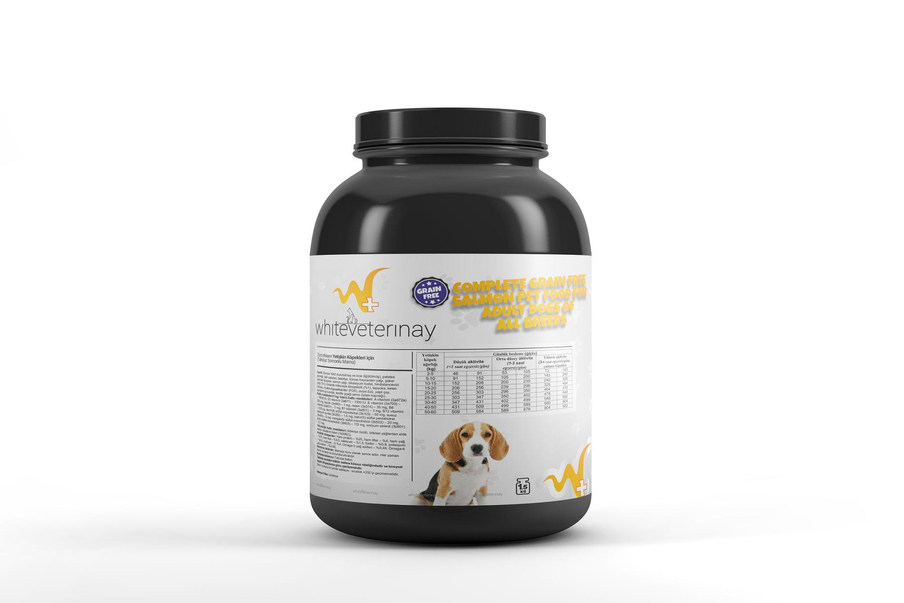 WhiteVeterinay Tahılsız Yetişkin Köpekler İçin Somonlu Köpek Maması 1.5 kg