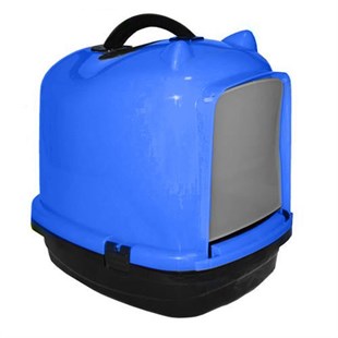 Comfort Kulaklı Kapalı Kedi Tuvalet Kabı 50x32x43 Cm Mavi