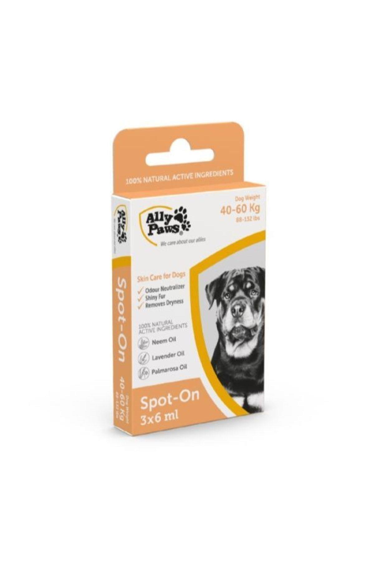 Ally Paws Spot-on 40-60kg Köpek Deri Bakımı Bitkisel Ense Damla Dış Parazit 3x6ml