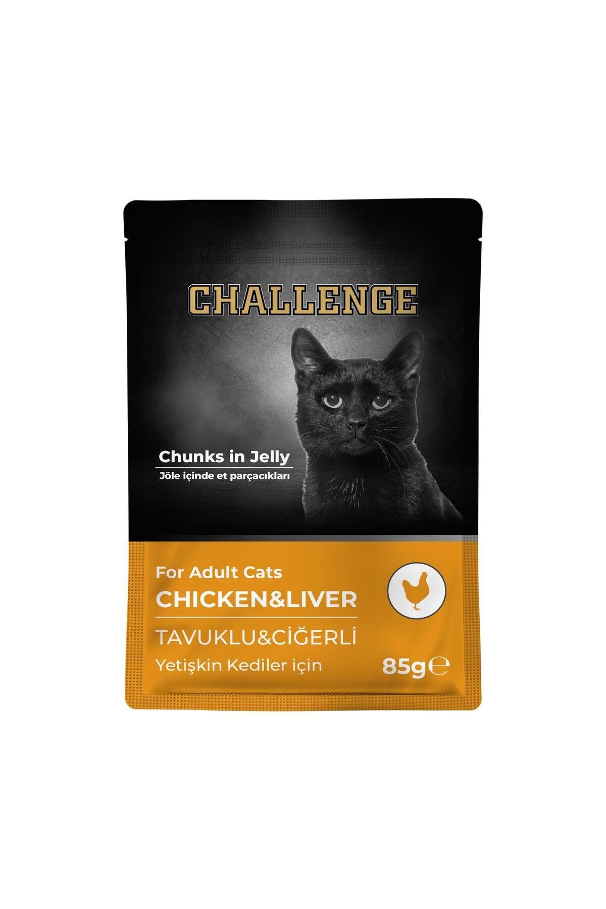 Challenge Pouch Tavuklu Ciğerli Yetişkin Kedi Yaş Mama 85gr