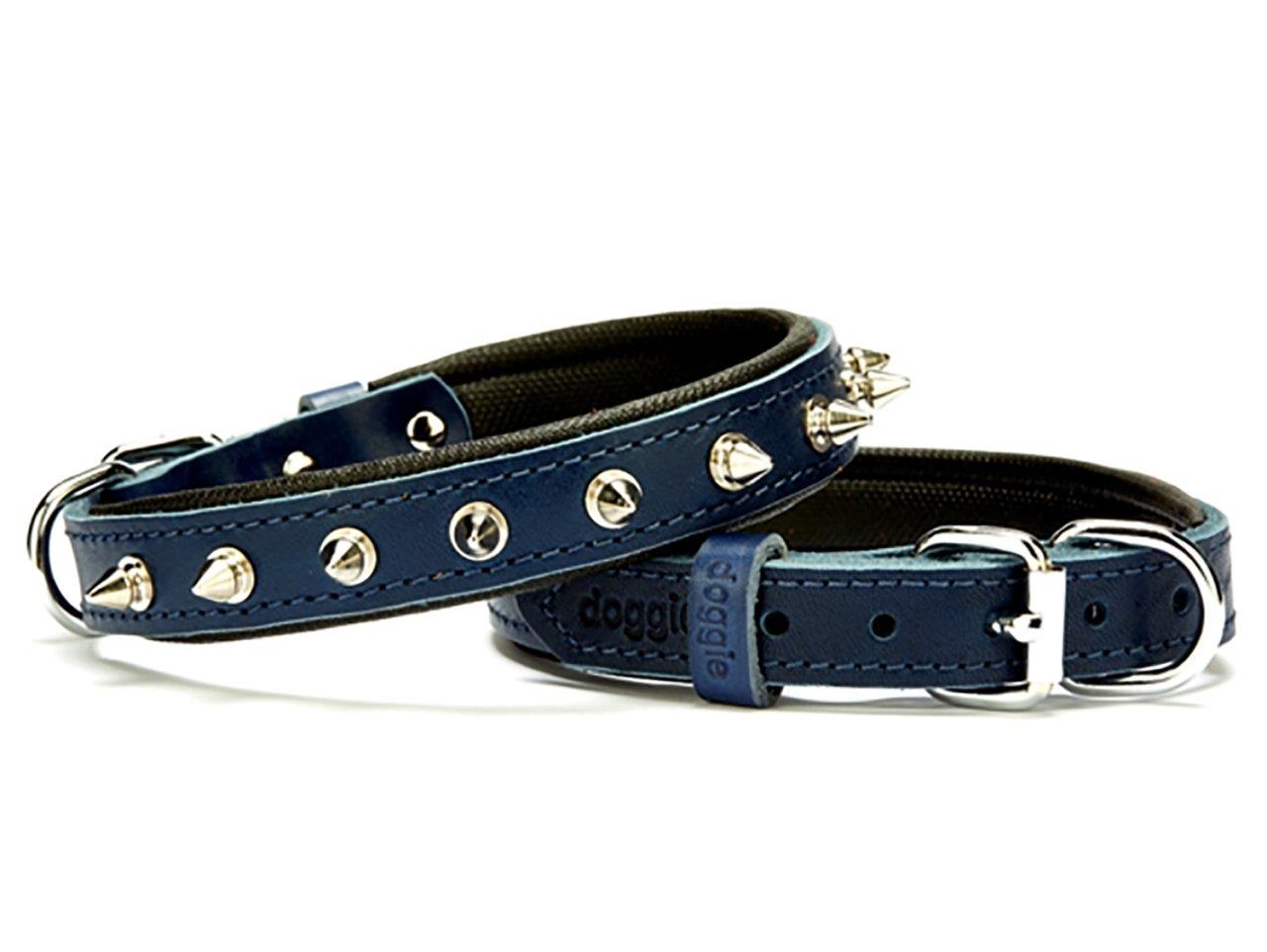 Doggie Konfor Deri Çivili Boyun Tasması 2X35-40Cm Mavi