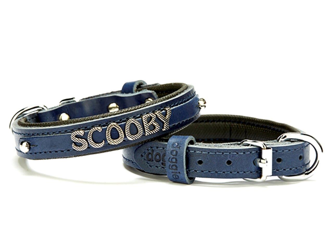 Doggie Konfor Deri İsimlikli Boyun Tasması 1,5X25-30Cm Mavi