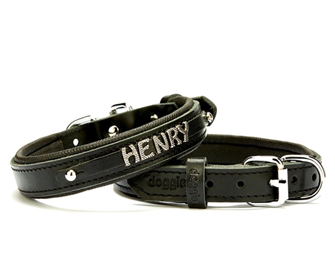 Doggie Konfor Deri İsimlikli Boyun Tasması 2X30-35Cm Siyah