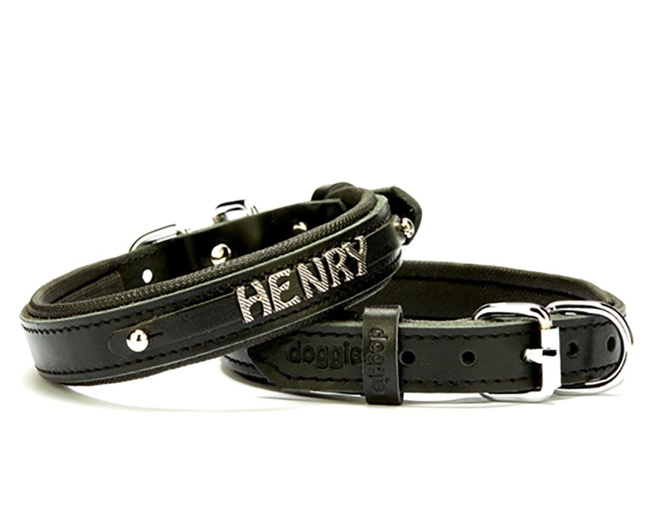 Doggie Konfor Deri İsimlikli Boyun Tasması 2X35-40Cm Siyah