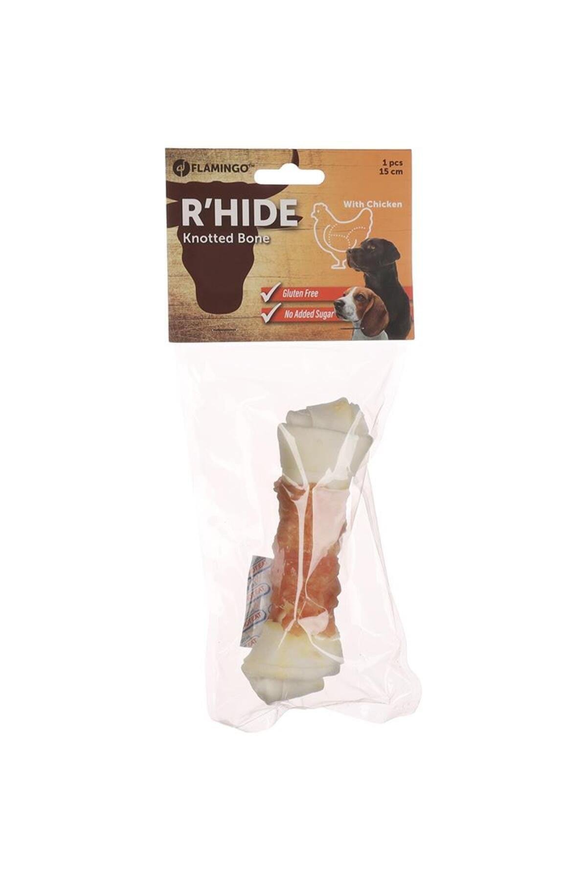 Flamingo Tavuk Etli Sargılı Düğümlü Köpek Kemiği 15 cm 70 gr