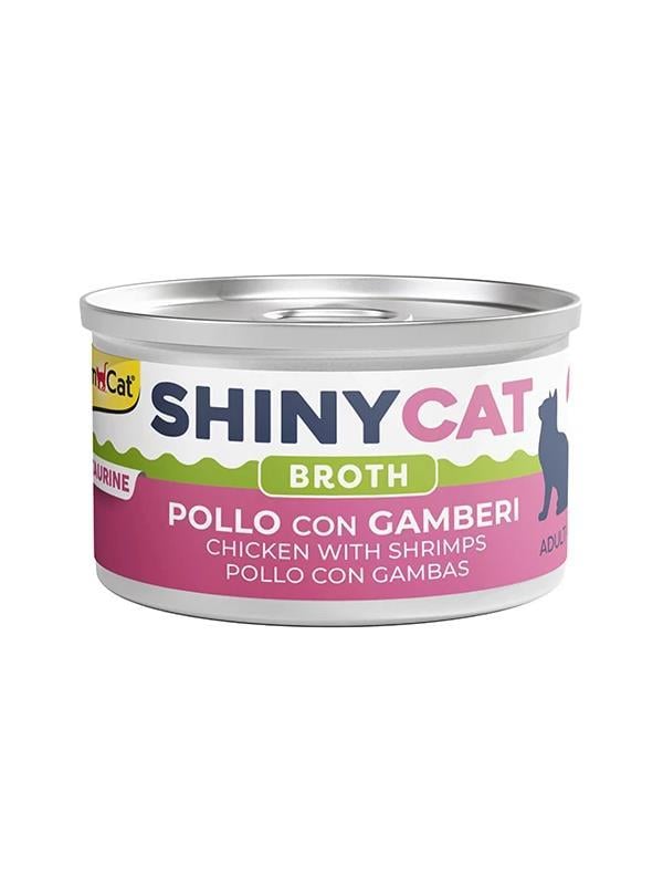 GimCat Shinycat Broth Sos İçinde Tavuklu ve Karidesli Kedi Konservesi 70 gr