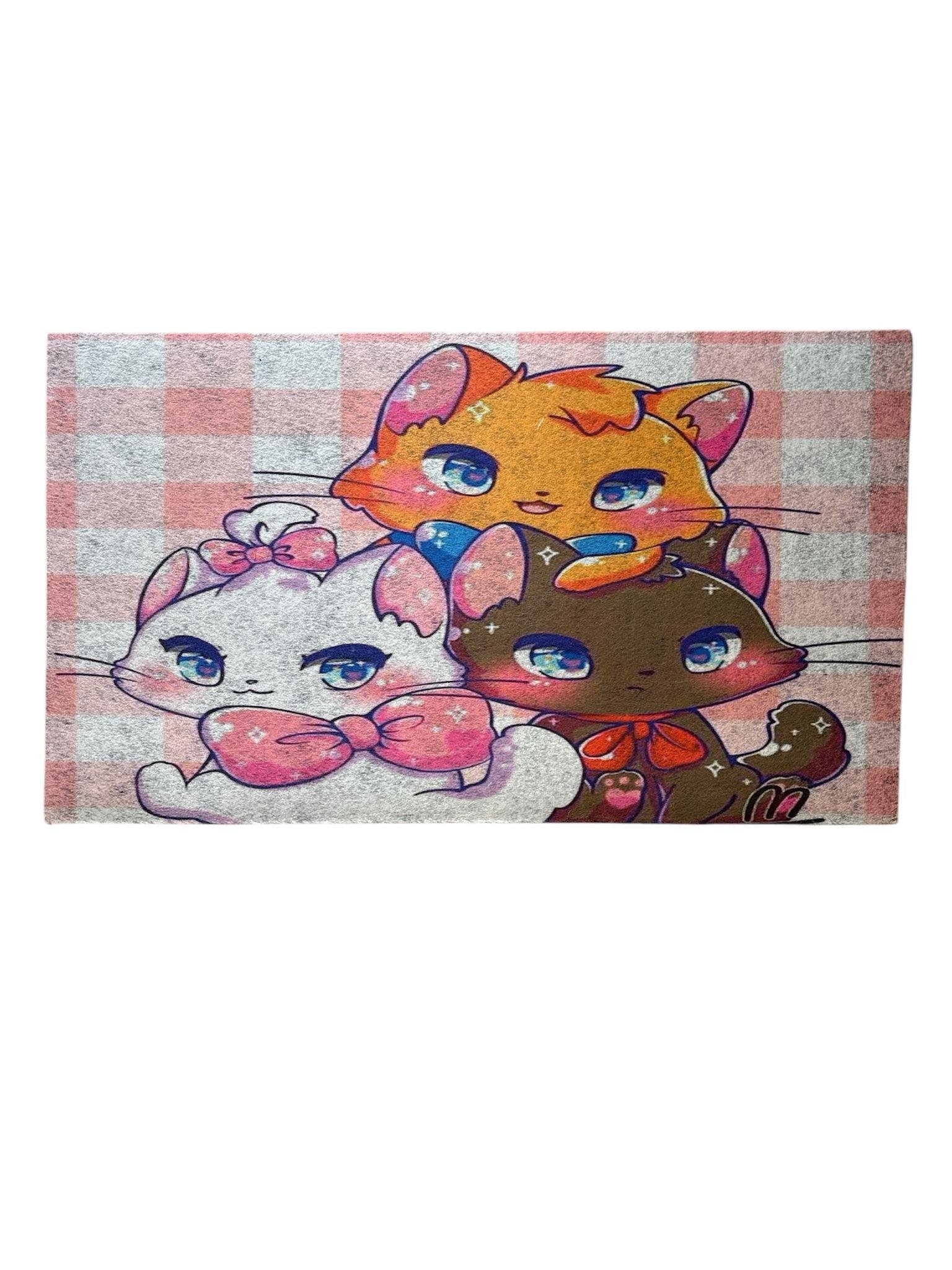 Glipet Amerikan Servis Mama Ve Su Kabı Paspası 60x45- Kawaii Cat