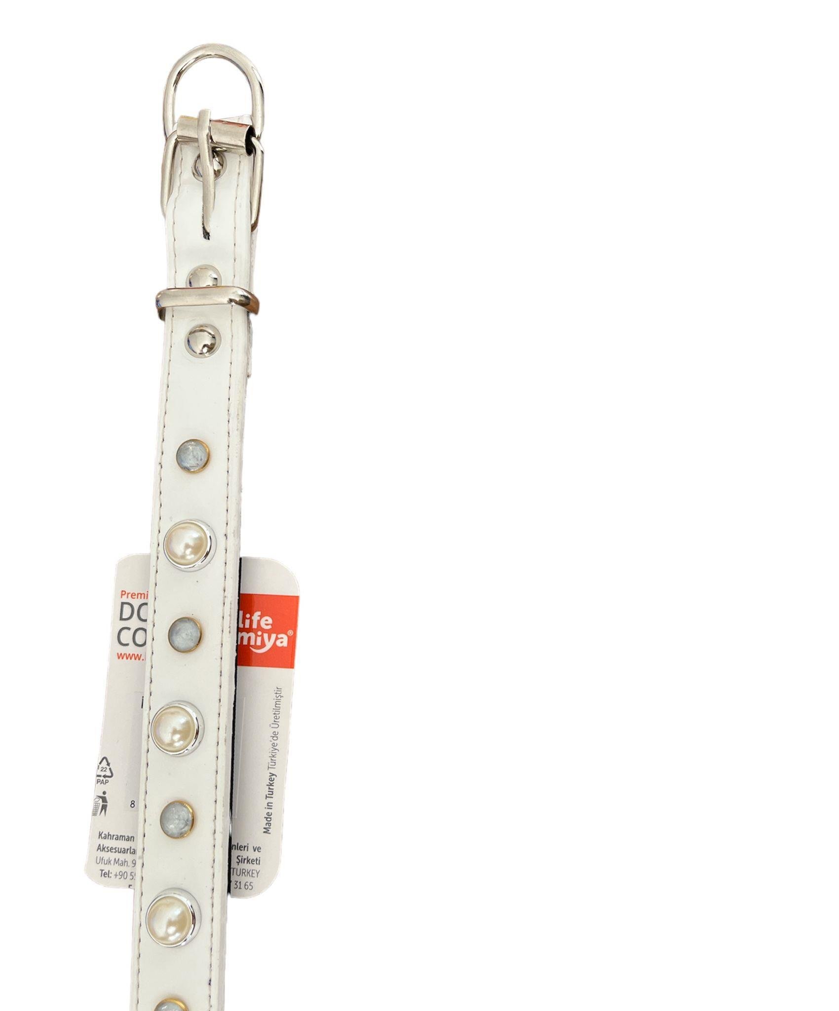 Glipet Beyaz İncili Destekli Boyun Tasması 2x40 Cm