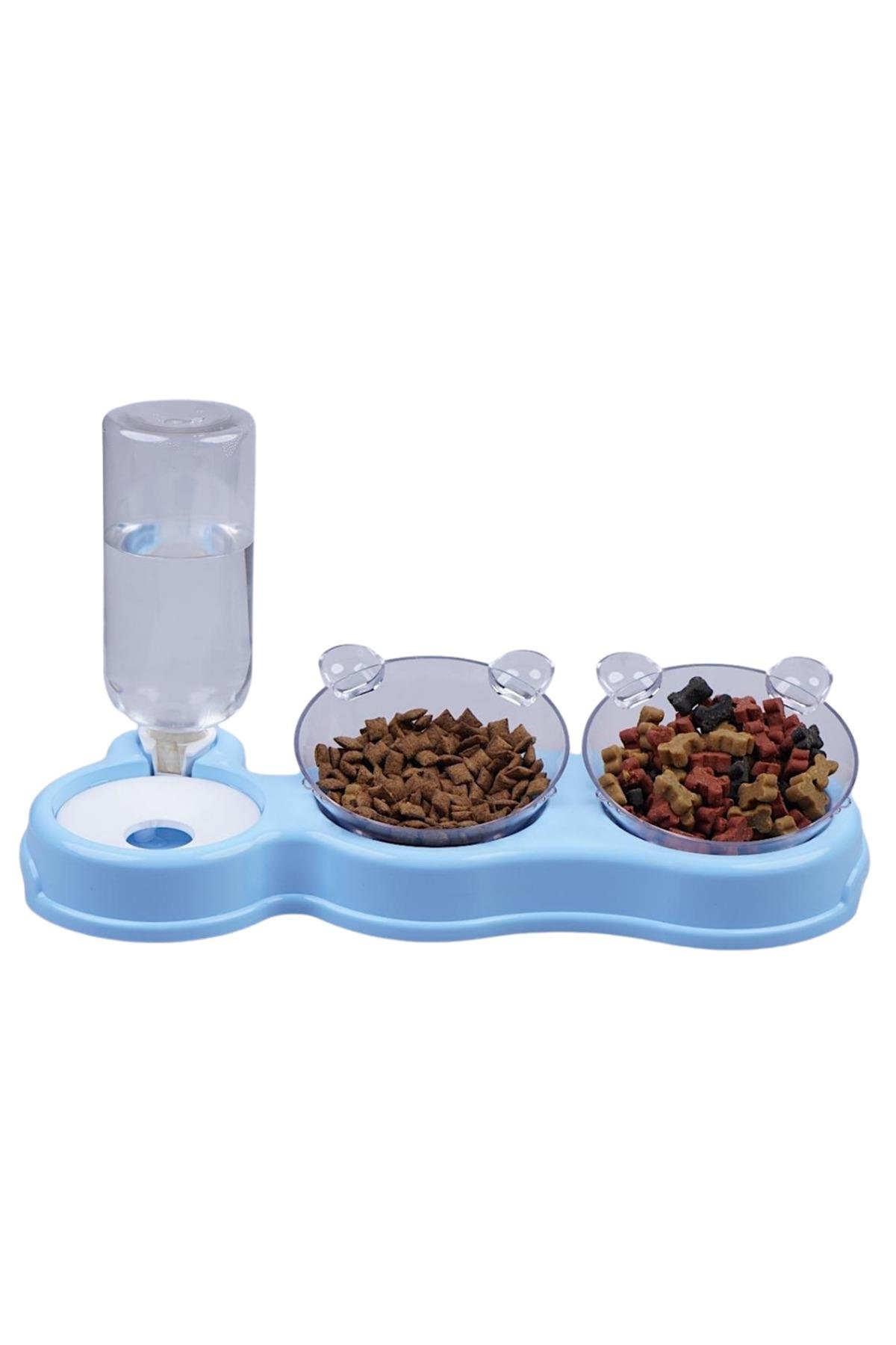 Glipet Çift Hazneli- 3' lü Beslenme Mama ve Su Kabı Bebemavi 500 ml 36*21*16 cm