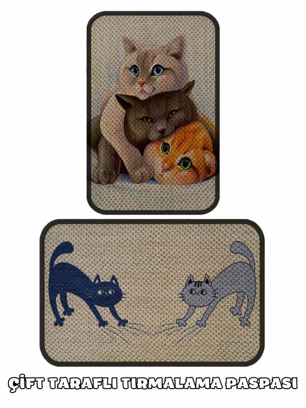 Glipet Çift Taraflı Tırmalama Paspası 90x60 Two Cat x Three Cat