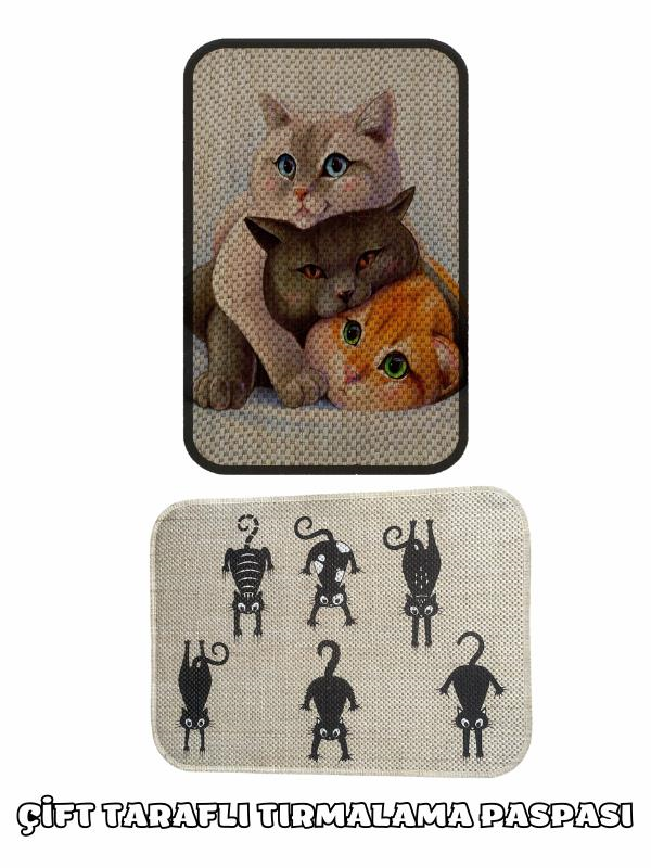 Glipet Çift Taraflı Tırmalama Paspası 90x60 Altı Kedi x Three Cat