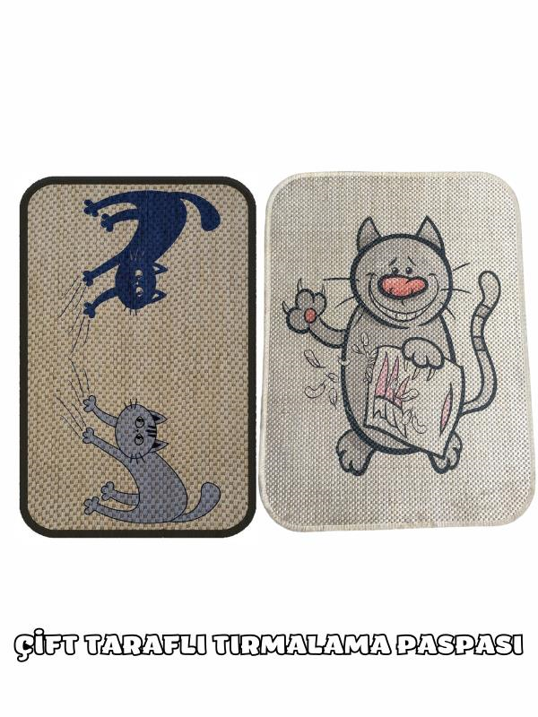 Glipet Çift Taraflı Tırmalama Paspası 90x60 Yaramaz Kedi x Two Cat