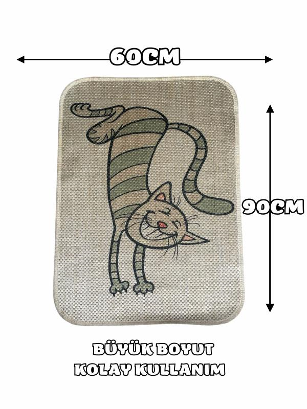 Glipet Çift Taraflı Tırmalama Paspası 90x60 Mutlu Kedi